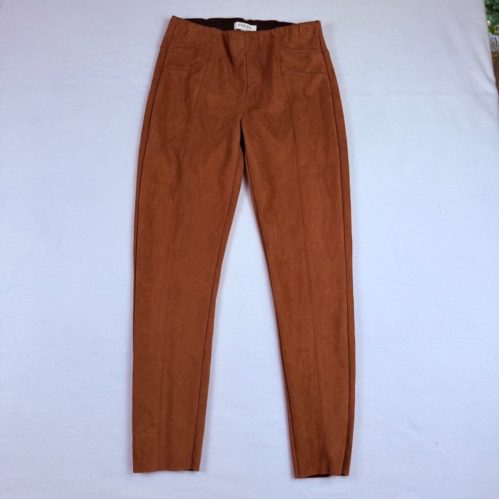 Gilli Faux Suede Leggings Women Medium Rust Brown Pants Moto Boho Earthy Chic
